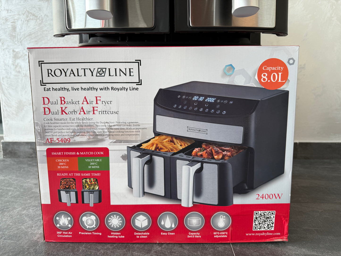 Въздушен фритюрник Royalty Line с 2 камери – 8 л